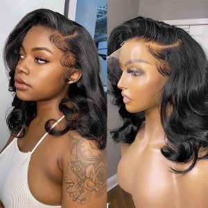 Short Deep Wave Bob Human Hair Wigs 13x4 Deep Wave Bob HD Lace Front Wigs